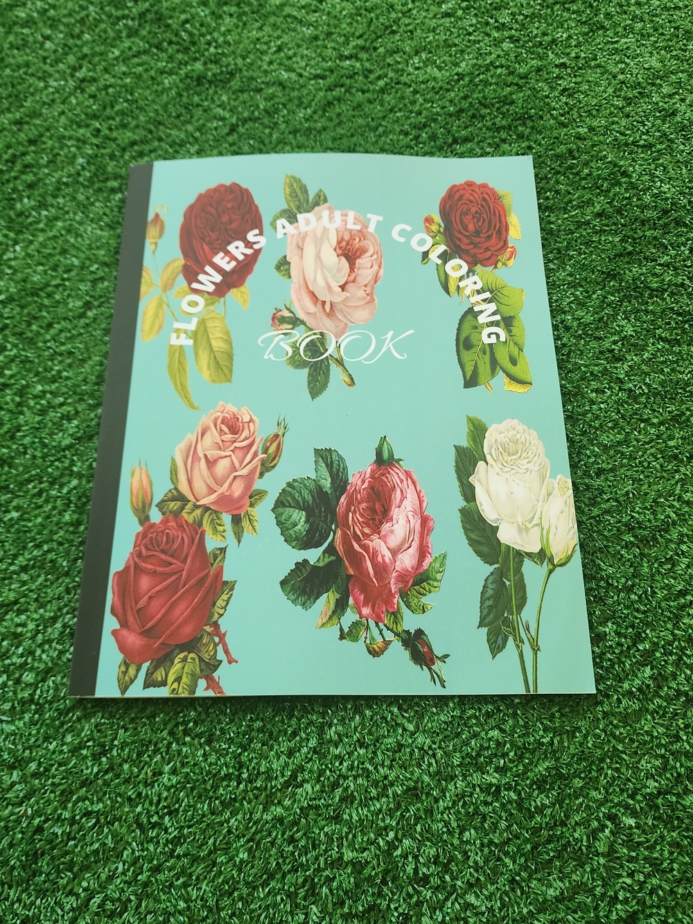 Flowers Adult Coloring Book - Teal Floral Cover